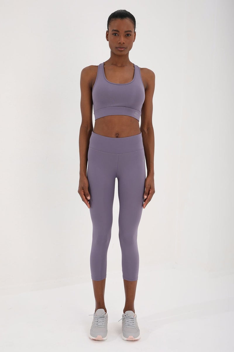 Tommy Life Violet Women's High Waist Slimming Cross Back Detailed Sports Bustier-Capri Tights Set - 95283  - Image 1