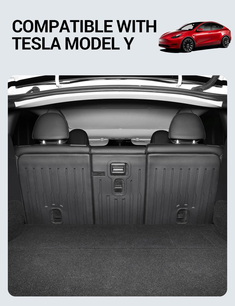 Basenor غطاء خلفي لمقاعد الصف الثاني من BASENOR 3 قطع لسيارة تسلا موديل Y، واقي مقاعد خلفية مقاوم لجميع الأحوال الجوية، غطاء ظهر مقعد داخلي مقاوم للماء، حصيرة للحيوانات الأليفة لملحقات موديل Y من 2025-2020 - Image 3