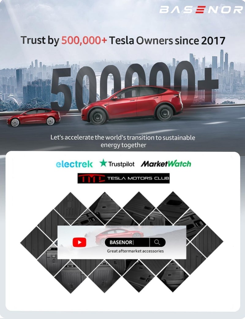 Basenor غطاء خلفي لمقاعد الصف الثاني من BASENOR 3 قطع لسيارة تسلا موديل Y، واقي مقاعد خلفية مقاوم لجميع الأحوال الجوية، غطاء ظهر مقعد داخلي مقاوم للماء، حصيرة للحيوانات الأليفة لملحقات موديل Y من 2025-2020 - Image 2