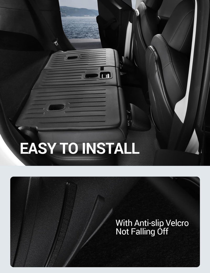 Basenor غطاء خلفي لمقاعد الصف الثاني من BASENOR 3 قطع لسيارة تسلا موديل Y، واقي مقاعد خلفية مقاوم لجميع الأحوال الجوية، غطاء ظهر مقعد داخلي مقاوم للماء، حصيرة للحيوانات الأليفة لملحقات موديل Y من 2025-2020 - Image 5