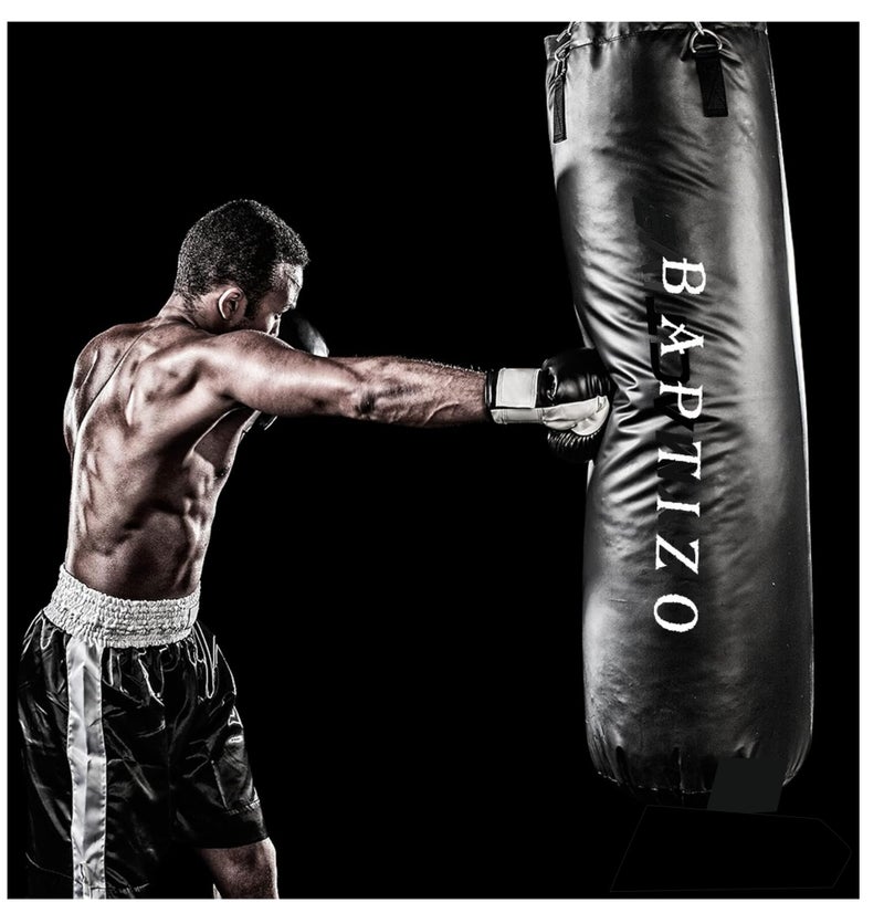 BAPTIZO Heavy Synthetic Leather Boxing Punching Bag Black | Stainless Steel Hanging Chain | Boxing | MMA | Kickboxing | Muay Thai | Karate | Judo | Taekwondo (2 feet) - Image 5
