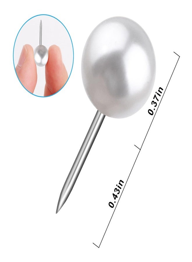 Yalis Push Pins 1/3 Inch Map Tacks 100-Count Large Size Pins Steel Point and Transparent Plastic Round Head (Pearl) - Image 3