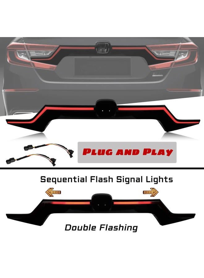 GEEGEETOP Smoked Trunk Lid Third Brake Light Bar Assembly Sequential Flash Signal Tail Brake Lamp Compatible with 2018-2020 Honda Accord 10th Plug and play (smoked) - Image 2