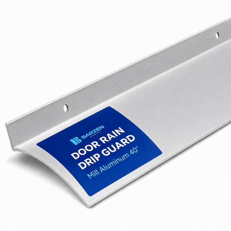 Barzen Exterior Door Rain Drip Guard Over Door Drip Cap Rain Deflector for Windows and Doors 25 Inches Wide 40 Inches Long Universal Fit Aluminum Finish - Image 2