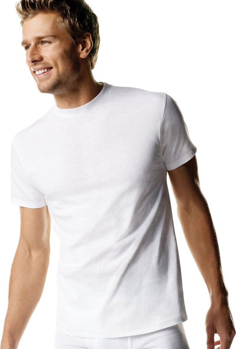 Hanes Men's White T-Shirt Pack (Colors Available), Moisture-Wicking Shirts, 100% Cotton Undershirts for Men, Pack of 5. - Image 4