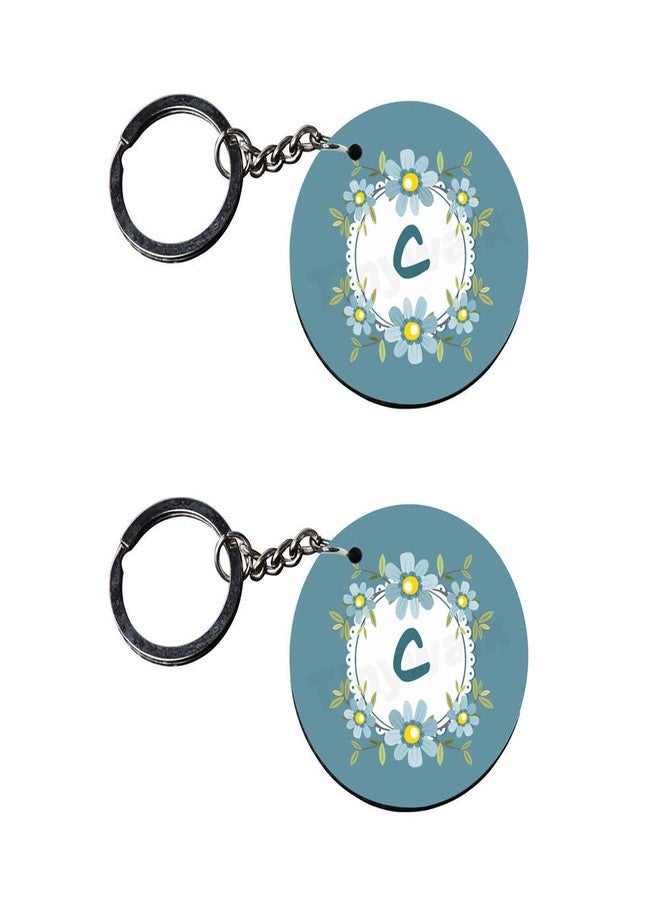 Tinywalk Set of 2 | Circle Shape Printed Wooden Keychains C | Circle Shape keyrings | Circle Shape Keychains| Printed keyrings - Image 2