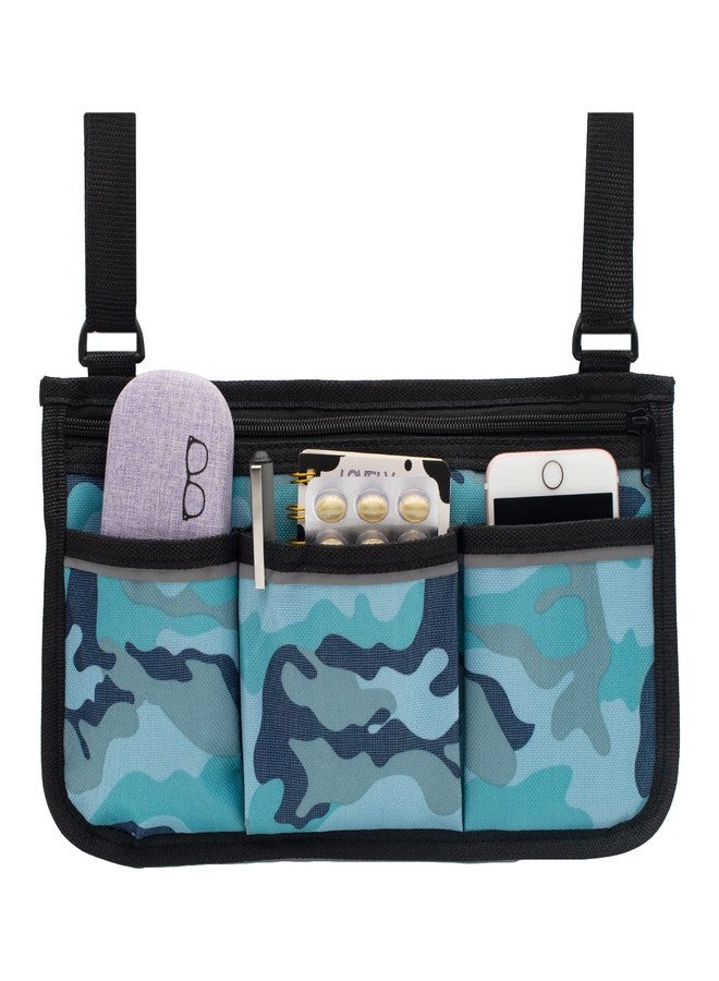 LIYSOYO Wheelchair Side Bag, Wheelchair Accessories, Wheelchair Armrest Bag Storage Pouch to Hang on Side, with Reflective Stripes, Fits Mobility Scooter, Walker, Rollator, Floral Design (ripple) - Image 1