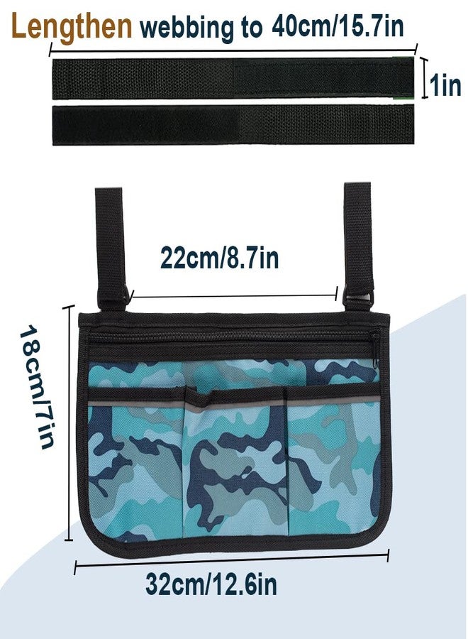 LIYSOYO Wheelchair Side Bag, Wheelchair Accessories, Wheelchair Armrest Bag Storage Pouch to Hang on Side, with Reflective Stripes, Fits Mobility Scooter, Walker, Rollator, Floral Design (ripple) - Image 2