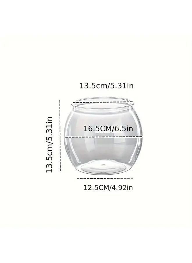 حوض أسماك ذهبية بلاستيكي شفاف، حوض أسماك صغير دائري، حوض سلاحف، زينة مكتبية - Image 1