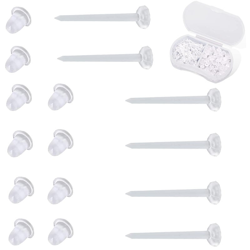 Nkwuire Nkwuire Plastic Earrings 200 PCS Invisible Clear Post Studs for Sports Work  Flat Silicone Rubber