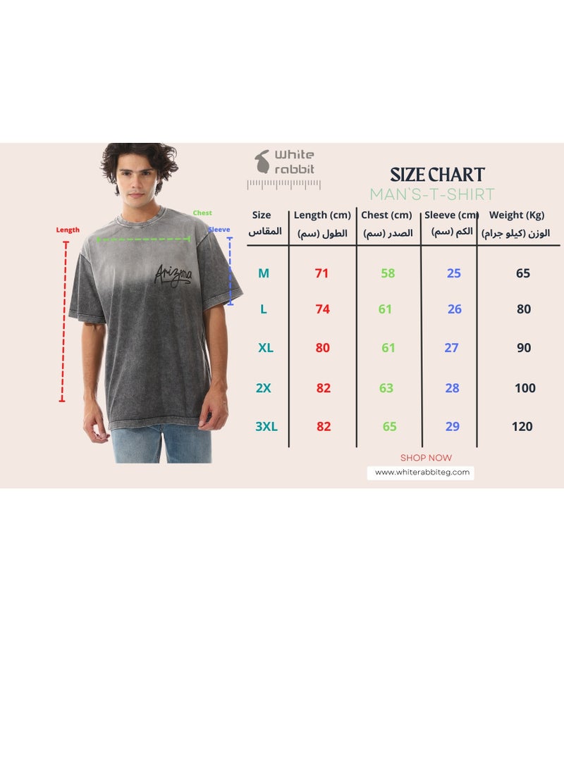 WHITE RABBIT - Gradient Heather Beige With Decorated Badge T-Shirt - Image 1