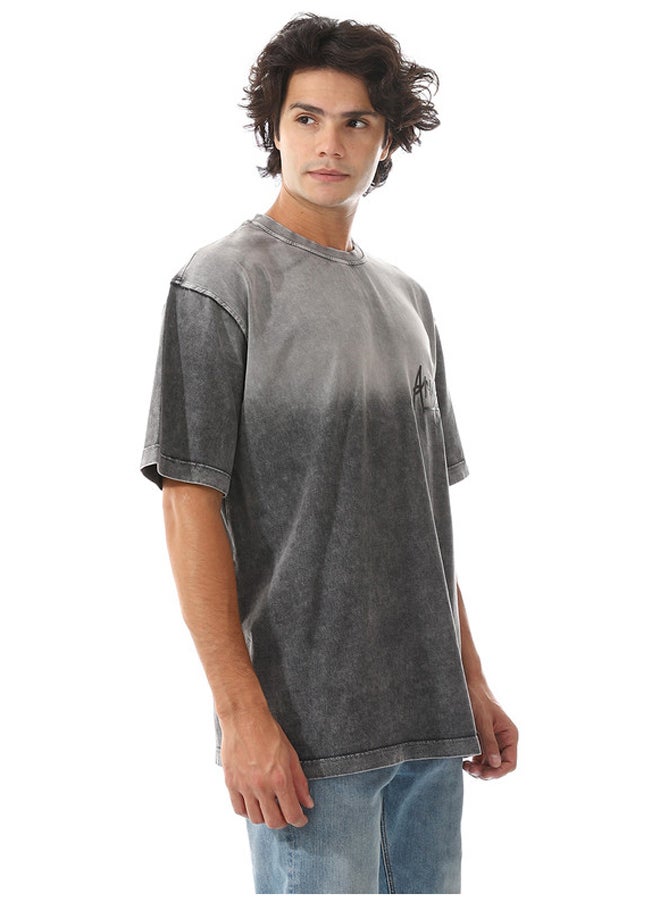 WHITE RABBIT - Gradient Heather Beige With Decorated Badge T-Shirt - Image 1