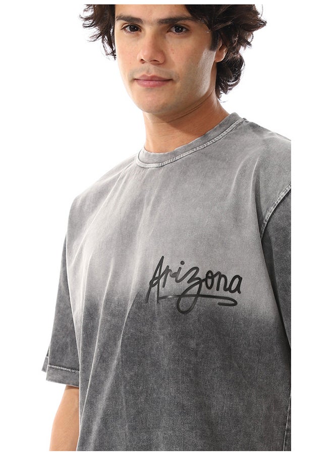 WHITE RABBIT - Gradient Heather Beige With Decorated Badge T-Shirt - Image 1