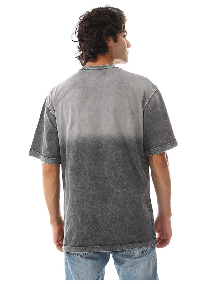 WHITE RABBIT - Gradient Heather Beige With Decorated Badge T-Shirt - Image 1