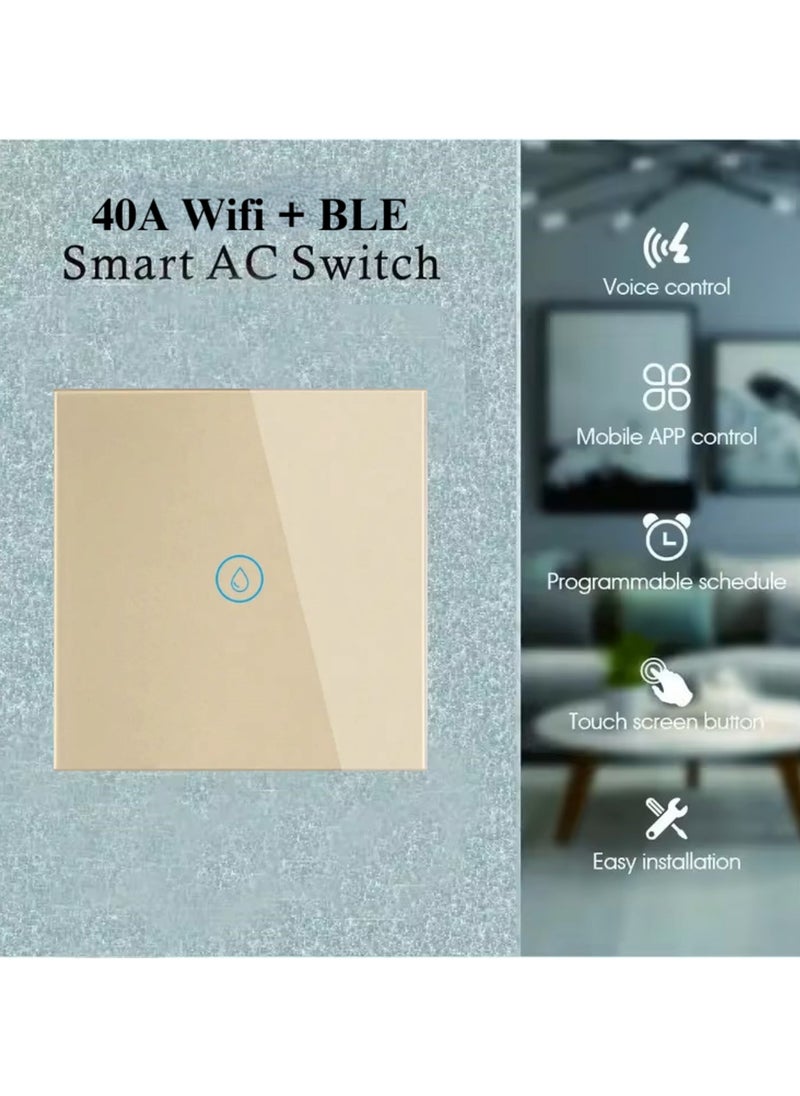 Generic - Smart WiFi Heater Switch for Heater, AC, or Motor, Neutral Wire Required, Compatible with Google Home and Alexa, Touch and App Control, Voice and Timing Function (Gold, 40A) - Image 1
