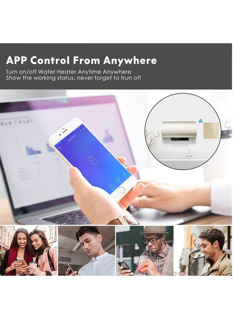 Generic - Smart WiFi Heater Switch for Heater, AC, or Motor, Neutral Wire Required, Compatible with Google Home and Alexa, Touch and App Control, Voice and Timing Function (Gold, 40A) - Image 1