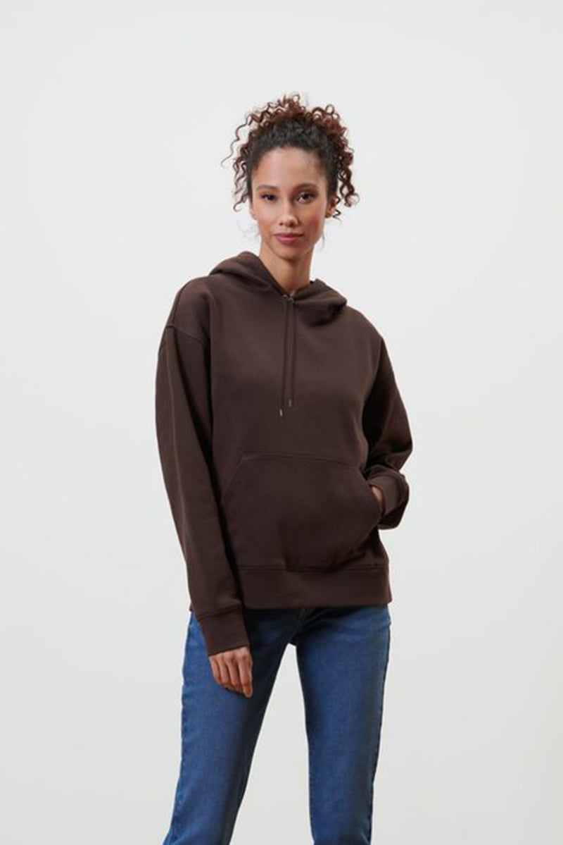 Tchibo Women Hoodie Long Sleeves Plain Sweatshirt, Choco Brown - Image 1
