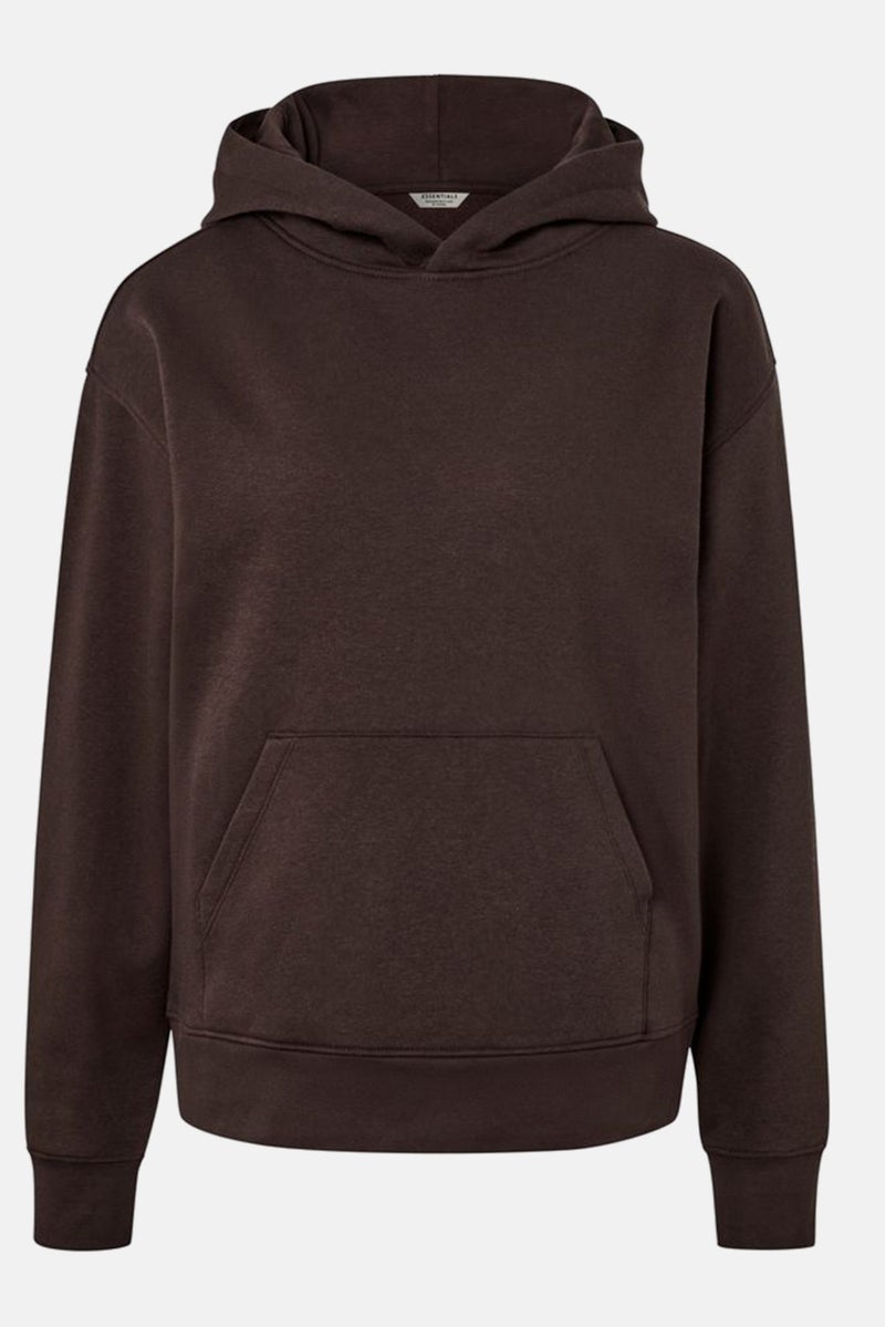 Tchibo Women Hoodie Long Sleeves Plain Sweatshirt, Choco Brown - Image 2