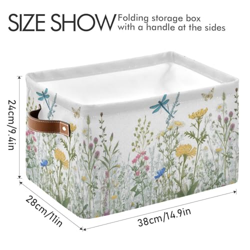 KEEPREAL Colorful Herbs And Flowers Storage Baskets,Decorative Collapsible Rectangular Canvas Fabric Storage Bin for Home, 2PACK - Image 3