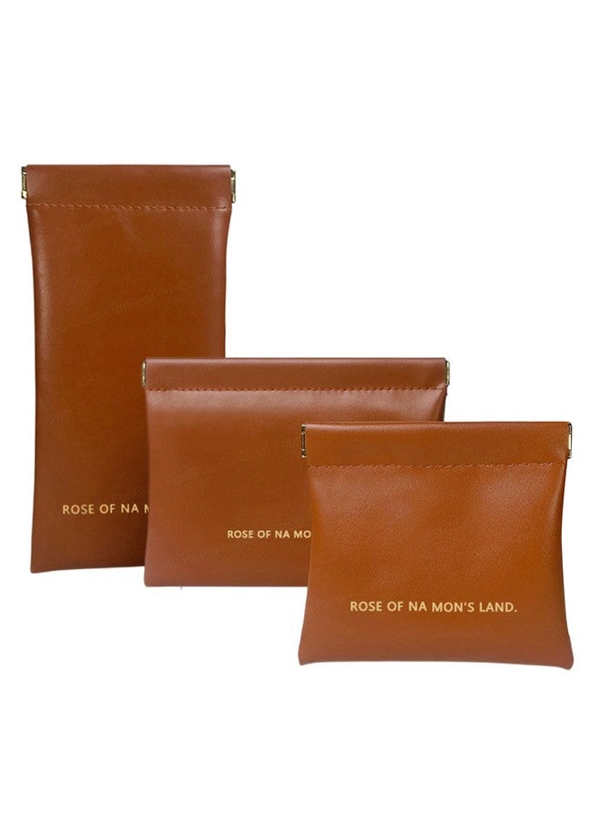 FunBlast Small Pouches for Women - 3 Pcs Mini Multipurpose Pouch for Purse, Waterproof Self-Closing Portable Travel Makeup Pouch, Small Purse for Hand Bags, Coin Purse for Girls & Women (Brown) - Image 1