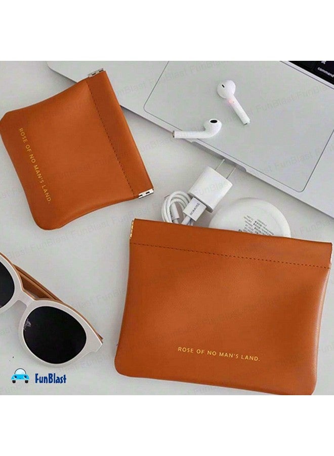 FunBlast Small Pouches for Women - 3 Pcs Mini Multipurpose Pouch for Purse, Waterproof Self-Closing Portable Travel Makeup Pouch, Small Purse for Hand Bags, Coin Purse for Girls & Women (Brown) - Image 3