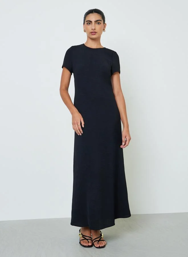 أميرة Black 2-Piece Front Open Abaya and Dress Modest Set