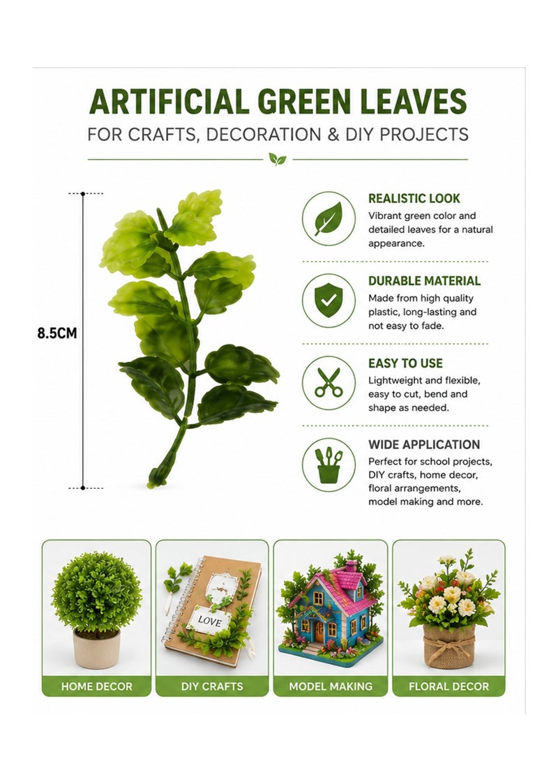 SBC 10-Piece Artificial Green Leaves for Creative Arts & DIY Crafts - Image 2