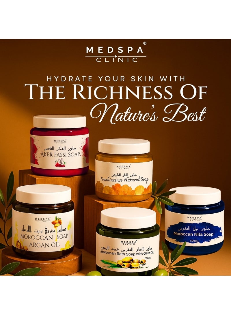 MEDSPACLINIC Moroccan Nila and Olive Oil Soap, Natural Purifying, Deep Cleansing and Exfoliating, Hammam Ritual Body Treatment, 500g x 2 - Image 2
