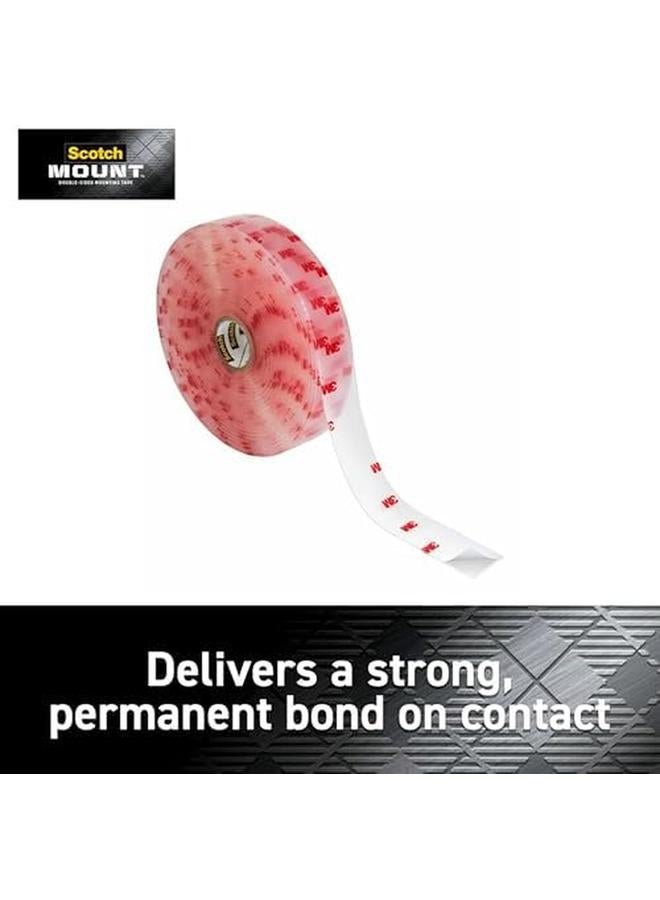 Scotch  Mount Clear Tape 1 In X 450 In 25.4Mm X 11.4M 1 Roll Pack Holds 6.8 Kg Using 1.52 M Transparent Color Multi Surface Easy To Use No Tools Double Sided Adhesive Tape - Image 2