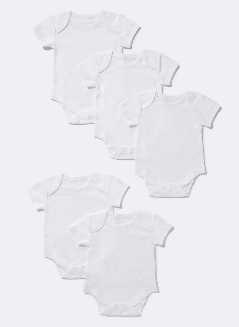 Matalan Baby 5 Pack White Bodysuits