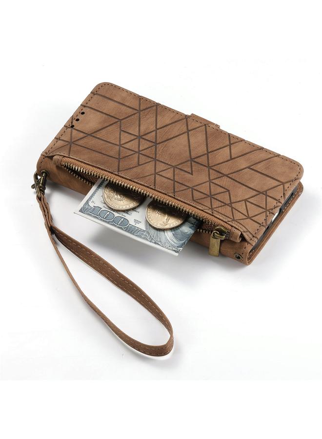 S-TOP Case For Samsung Galaxy A22 5G Geometric Zipper Wallet Side Buckle Leather Phone Case - Image 4