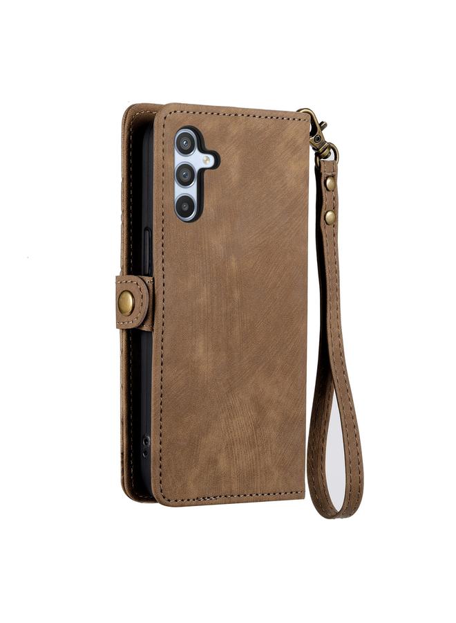 S-TOP Case For Samsung Galaxy A22 5G Geometric Zipper Wallet Side Buckle Leather Phone Case - Image 3