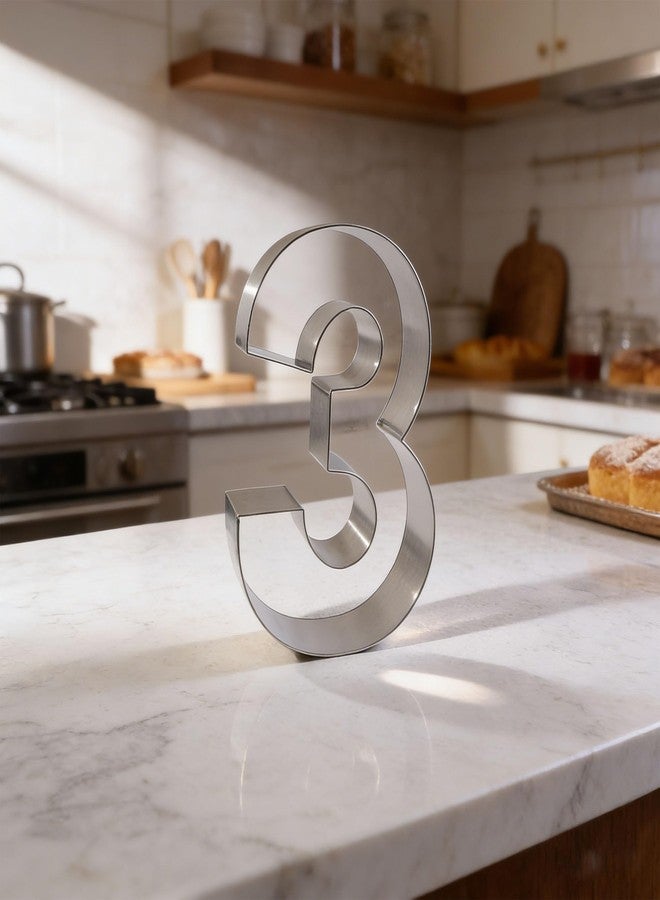 ZADE 8 Inch 304 Stainless Steel Large Size Number Cake Mousse Mold Number 3 Tiramisu Cheesecake Mold Cookie Cutter Bakeware 3D Cake Baking Pan for Birthday and Baking, Party - Image 2