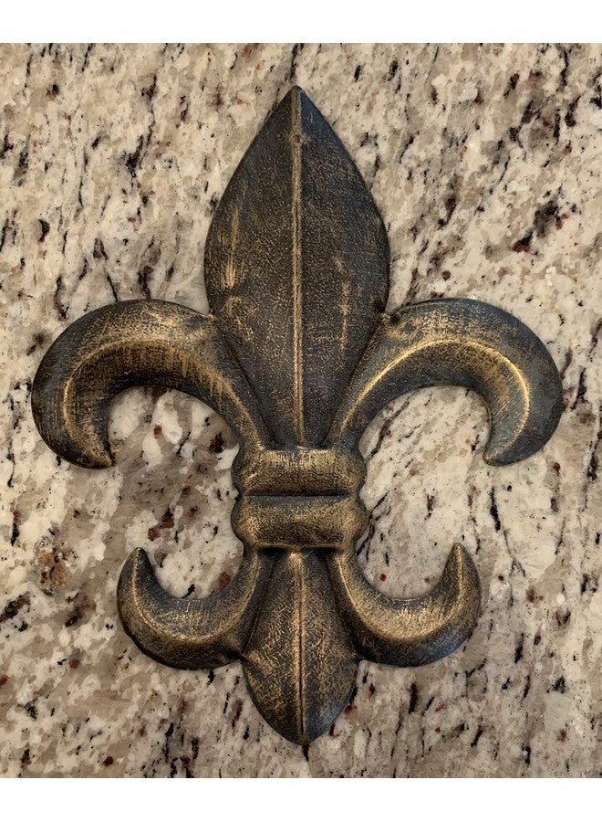 Top Brass 8 Metal Fleur De Lis Wall Plaque/Art With Hanger Rustic Creole Tuscan Decor (Weathered Bronze) - Image 4