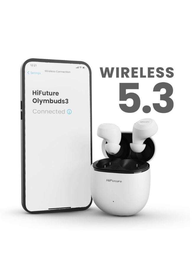 HiFuture OlymBuds3 25Hrs Comfort Fit Wireless Earbuds, White Color, HEO3 - Image 5