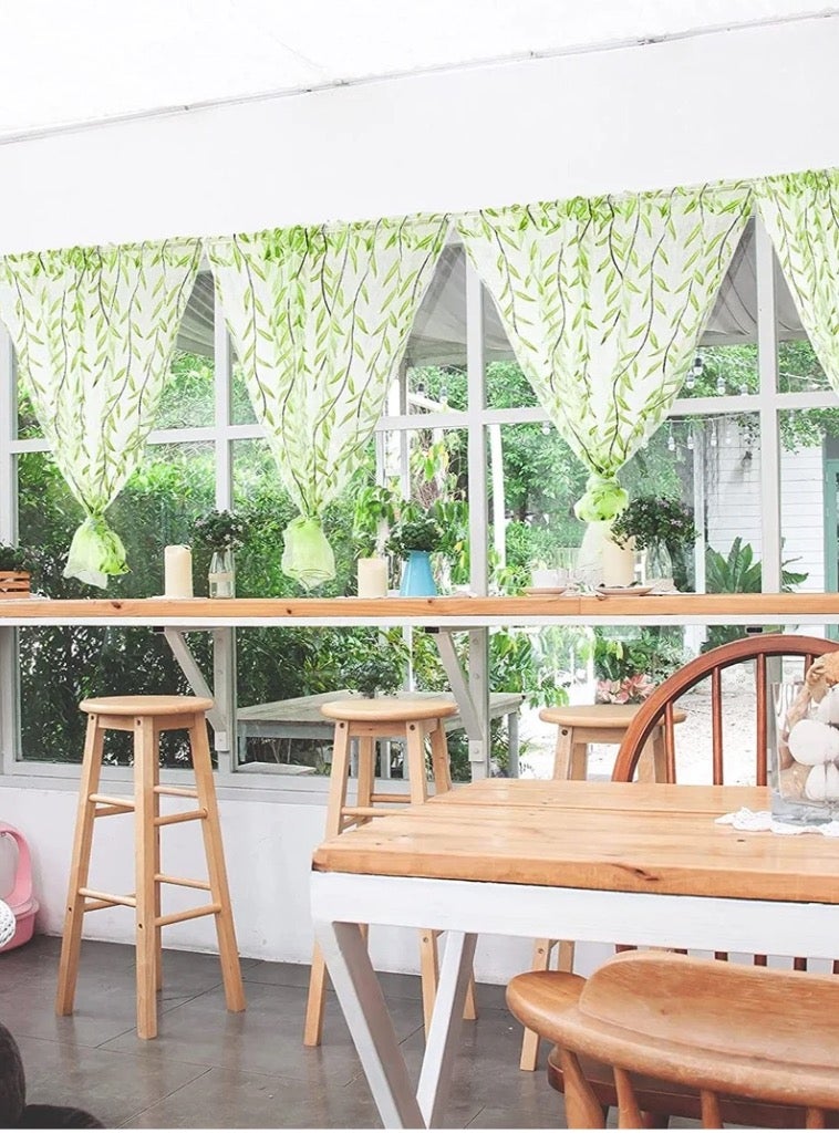 Green Sheer Curtains 39 X 106 Inches Long 2 Panels, Semi Sheer Voile Window Curtains, Willow Voile Botanical Window Curtain for Living Room Balcony Sunroom Closet Doorway,Light Green - Image 4