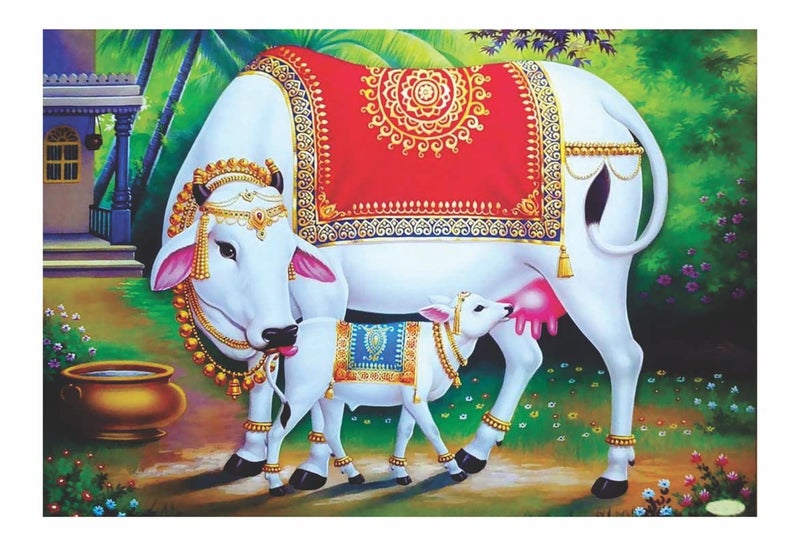 Byte Shop Kamdhenu Cow Multicolor Wall Posters 18x12 - Image 1