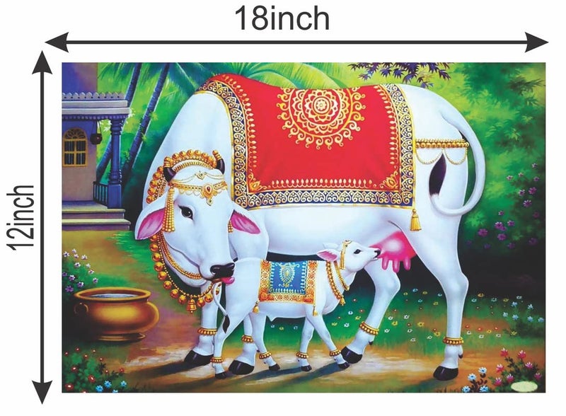 Byte Shop Kamdhenu Cow Multicolor Wall Posters 18x12 - Image 5
