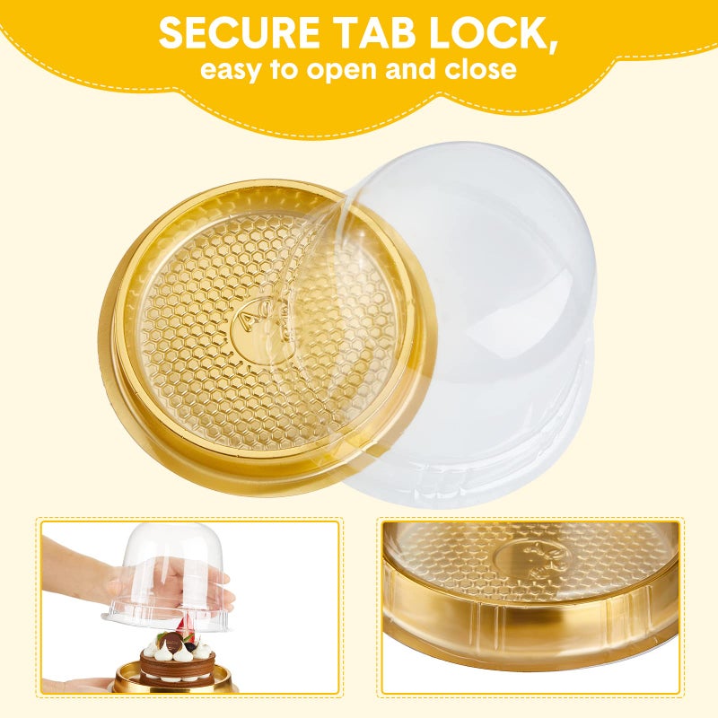Mimorou Individual Cupcake Boxes Clear Plastic Cupcake Containers Disposable Single Holder with Lid Tall Cake Carrier 5.3 Inch Diameter 4.3 Inch Height with Stickers for Wedding(Gold,200 Pcs) - Image 3