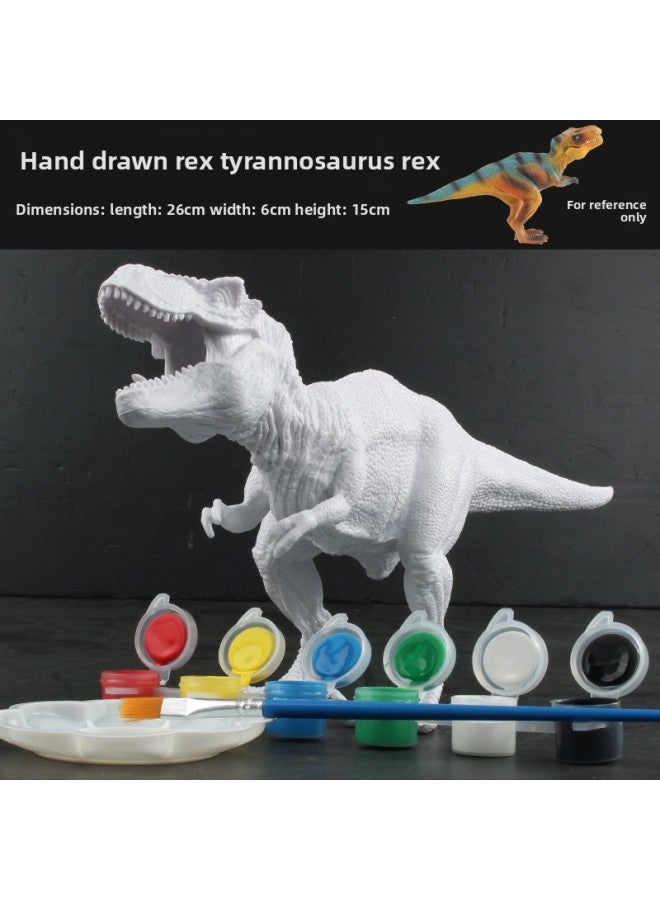 Dinosaur Model Painted Children's Toys Creative DIY Painted Solid Drop Resistant Toys For Boys And Girls Night Market-Color:White Tyrannosaurus Rex + Hand Painted Tools - Image 1