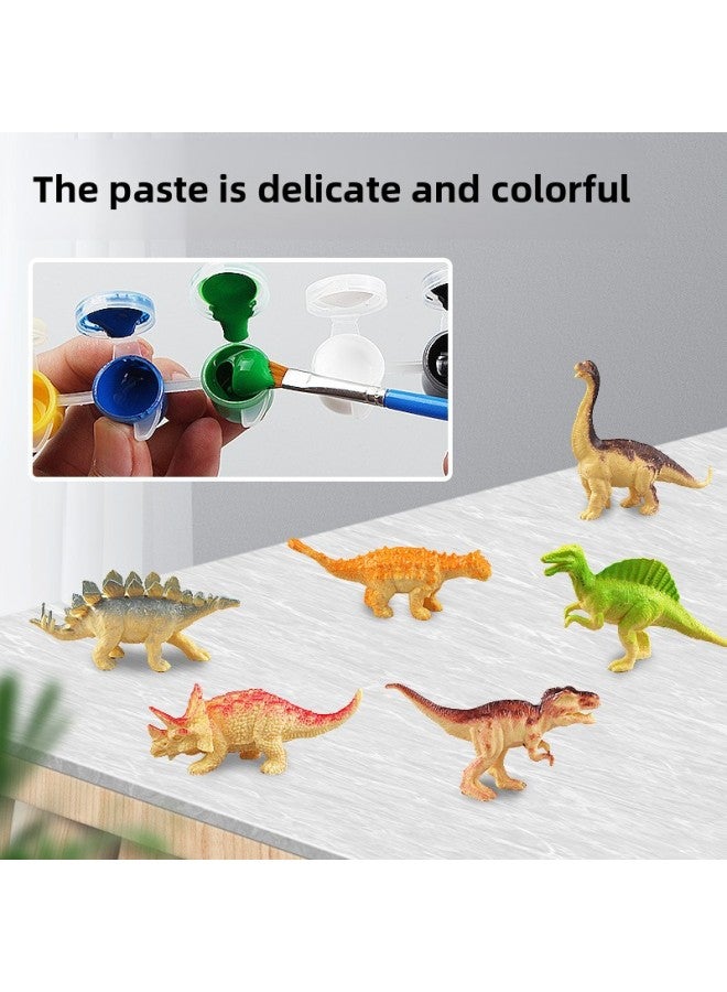 Dinosaur Model Painted Children's Toys Creative DIY Painted Solid Drop Resistant Toys For Boys And Girls Night Market-Color:White Tyrannosaurus Rex + Hand Painted Tools - Image 3