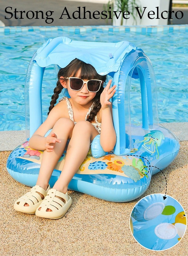 DUNISO Baby Pool Float with Canopy Swimming Pool Float Inflatable for Kids, Inflatable Baby Float with Safety Seat and Handle Boat Sunshade for Toddler 6-36 Months - Image 3