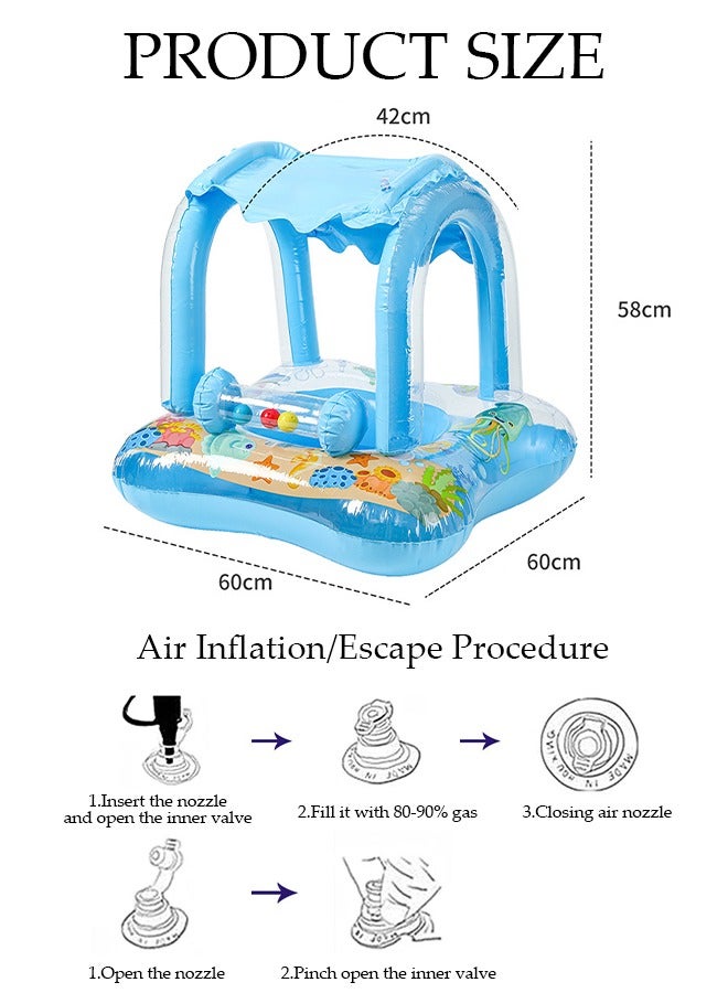 DUNISO Baby Pool Float with Canopy Swimming Pool Float Inflatable for Kids, Inflatable Baby Float with Safety Seat and Handle Boat Sunshade for Toddler 6-36 Months - Image 4