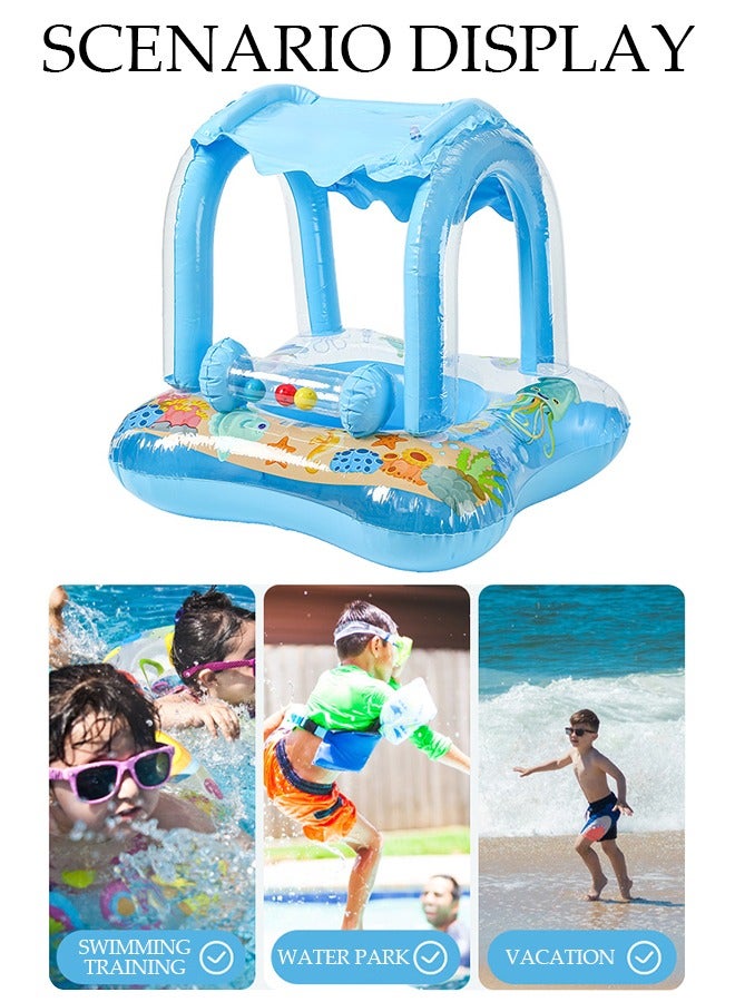DUNISO Baby Pool Float with Canopy Swimming Pool Float Inflatable for Kids, Inflatable Baby Float with Safety Seat and Handle Boat Sunshade for Toddler 6-36 Months - Image 5