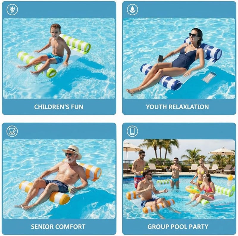 Auspicious Rain 3/5/8 Pack Pool Hammock Upgrated Water Pool Floats, 4-in-1 (Hammock, Saddle, Lounge Chair, Drifter) Multi-Purpose Water Pool Float, Non-Stick PVC Material - Image 3