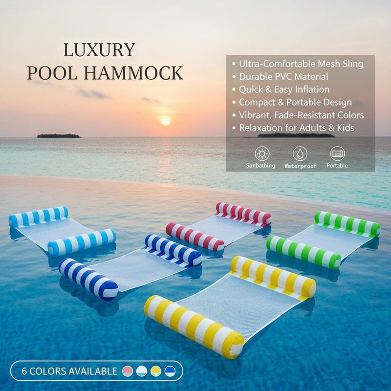 Auspicious Rain 3/5/8 Pack Pool Hammock Upgrated Water Pool Floats, 4-in-1 (Hammock, Saddle, Lounge Chair, Drifter) Multi-Purpose Water Pool Float, Non-Stick PVC Material - Image 2