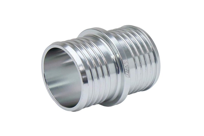HPS Performance AHU-112-SL 1-1/8" Billet 6061 Aluminum Joiner Hose Union Connector, 2" Length, Silver, 28mm OD - Image 1