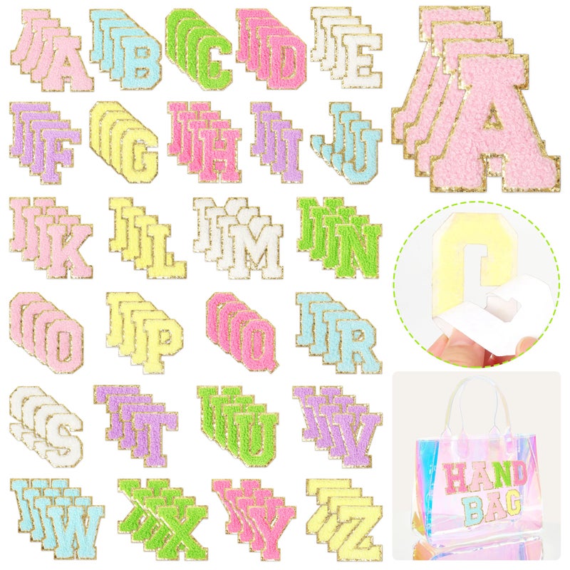 SelfAdhesive Chenille Letters Patches NICEVINYL 104PCS MultiColors Letter Patches Stickers for Clothing Backpacks  Chenille Embroidered Initial Patch Applique for Birthday Gifts Decor