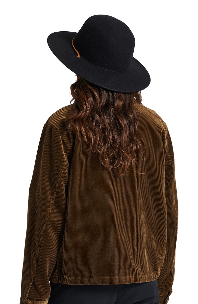 Brixton mens Tiller Wide Brim Felt Fedora Hat Newsie Cap, Black, Medium US - Image 4