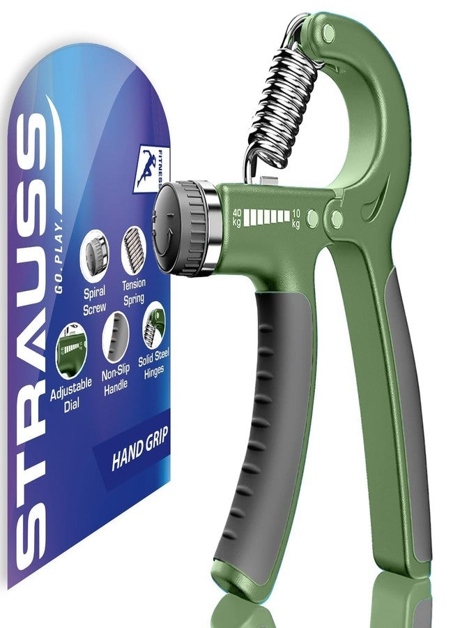 Strauss Adjustable Hand Grip| Adjustable Resistance (10KG - 40KG) | Hand Gripper for Home & Gym Workouts | Perfect for Finger & Forearm Hand Exercises for Men & Women (Dark Green) - Image 1